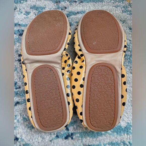 Yosi Samra “Samara” tan black patent leather polka dot flats 7 - Picture 5 of 8